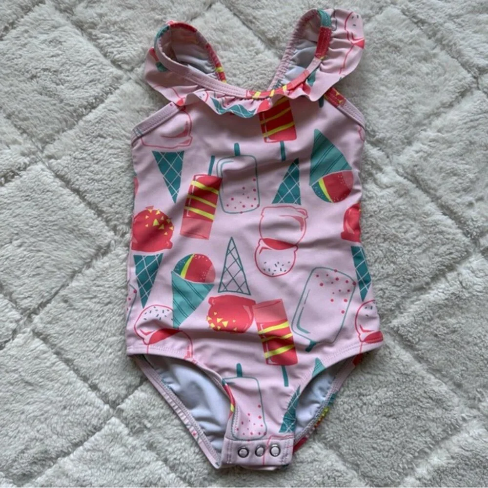 Carter's | Pink Ice Cream Flutter Sleeve One Piece Swimsuit | Size 18 Months